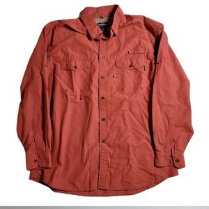 Woolrich Sportsman Long Sleeve Shirt Mens XL Brick Red Fish Hunt Cotton Nylon